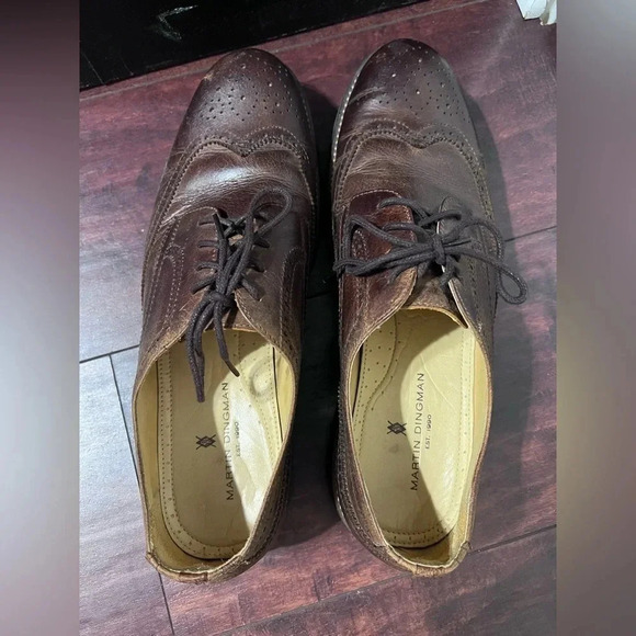 Martin Dingman Mens Shoes Sz 11M Oxford Brown Leather Wing Tip Worn 1X Like NEW! - Picture 2 of 10